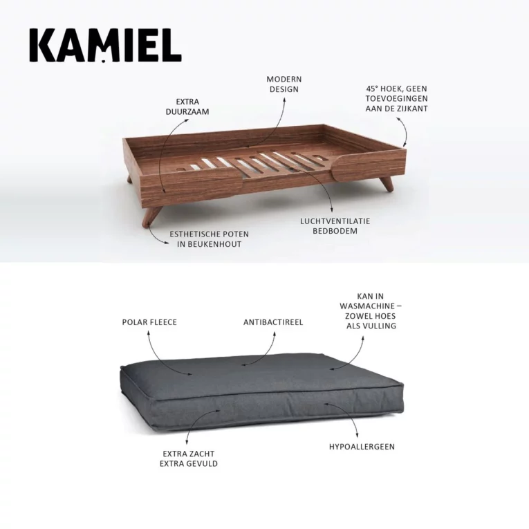 KAMIEL design wooden dog bed