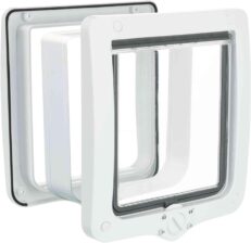 4-Way Cat Flap with Tunnel, White, 660 g, 24 × 28 cm