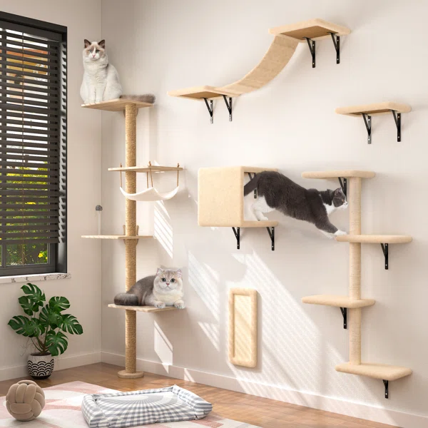 DamyantiWall mountedCatTreeShelf6 Pieces - Elevate Your Feline's World: The Benefits of Wall-Mounted Cat Trees